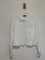 Load image into Gallery viewer, ME+EM Cotton Double Gauze Cropped Boxy Shirt in White - M
