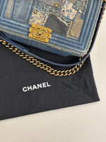 Load image into Gallery viewer, Chanel Medium Boy Bag Denim Patchwork Blue
