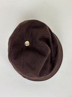 Load image into Gallery viewer, Gucci Cashmere and Wool Blend Baker Boy Hat with Leather Trim Chocolate Brown - S
