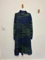 Load image into Gallery viewer, Missoni Mohair-Blend Striped Mock Neck Midi Dress in Navy and Forest Green - S
