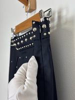 Load image into Gallery viewer, Pinko High-Waisted Wide-Leg Trousers in navy - 12 UK
