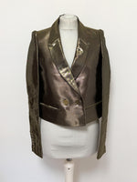 Load image into Gallery viewer, Blumarine Gold Metallic Cropped Blazer - S
