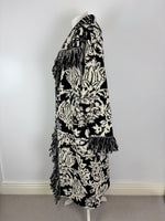 Load image into Gallery viewer, Jigsaw Black &amp; White Graphic Leaf Intarsia Long Cardigan - S/M

