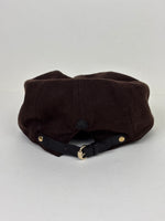 Load image into Gallery viewer, Gucci Cashmere and Wool Blend Baker Boy Hat with Leather Trim Chocolate Brown - S
