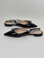 Load image into Gallery viewer, Prada Brushed Patent Leather Slingback Pointed-Toe Pumps Black - 5 UK
