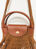 Load image into Gallery viewer, Longchamp x Filt Le Pliage Filet Mesh Tote Bag Cotton and Leather Brown
