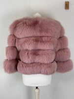 Load image into Gallery viewer, Popski London Pink Fur Chevron Jacket - M
