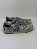 Load image into Gallery viewer, Golden Goose Super-Star Glitter Leather Sneakers Silver Pink Star - 5 UK
