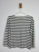 Load image into Gallery viewer, Christian Dior "Why Have There Been No Great Women Artists?" Breton Striped Long Sleeve Tee White Black - S
