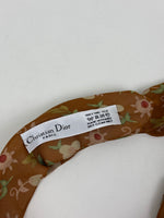 Load image into Gallery viewer, Christian Dior Vintage Floral Print 100% Silk Scarf in Ochre Brown &amp; Sage Green
