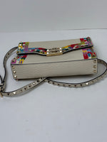 Load image into Gallery viewer, Valentino Garavani Rockstud 1973 Embroidered Vitello Leather Flap Bag Ivory
