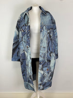Load image into Gallery viewer, Moschino Jeans - Vintage Trompe L'oeil Denim Print Quilted Coat - collector’s item - Size 8 UK (oversized)

