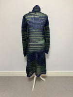 Load image into Gallery viewer, Missoni Mohair-Blend Striped Mock Neck Midi Dress in Navy and Forest Green - S

