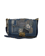 Load image into Gallery viewer, Chanel Medium Boy Bag Denim Patchwork Blue
