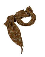 Load image into Gallery viewer, Christian Dior Vintage Floral Print 100% Silk Scarf in Ochre Brown &amp; Sage Green
