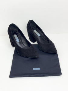 Prada black suede scarpin - 34.5 EU