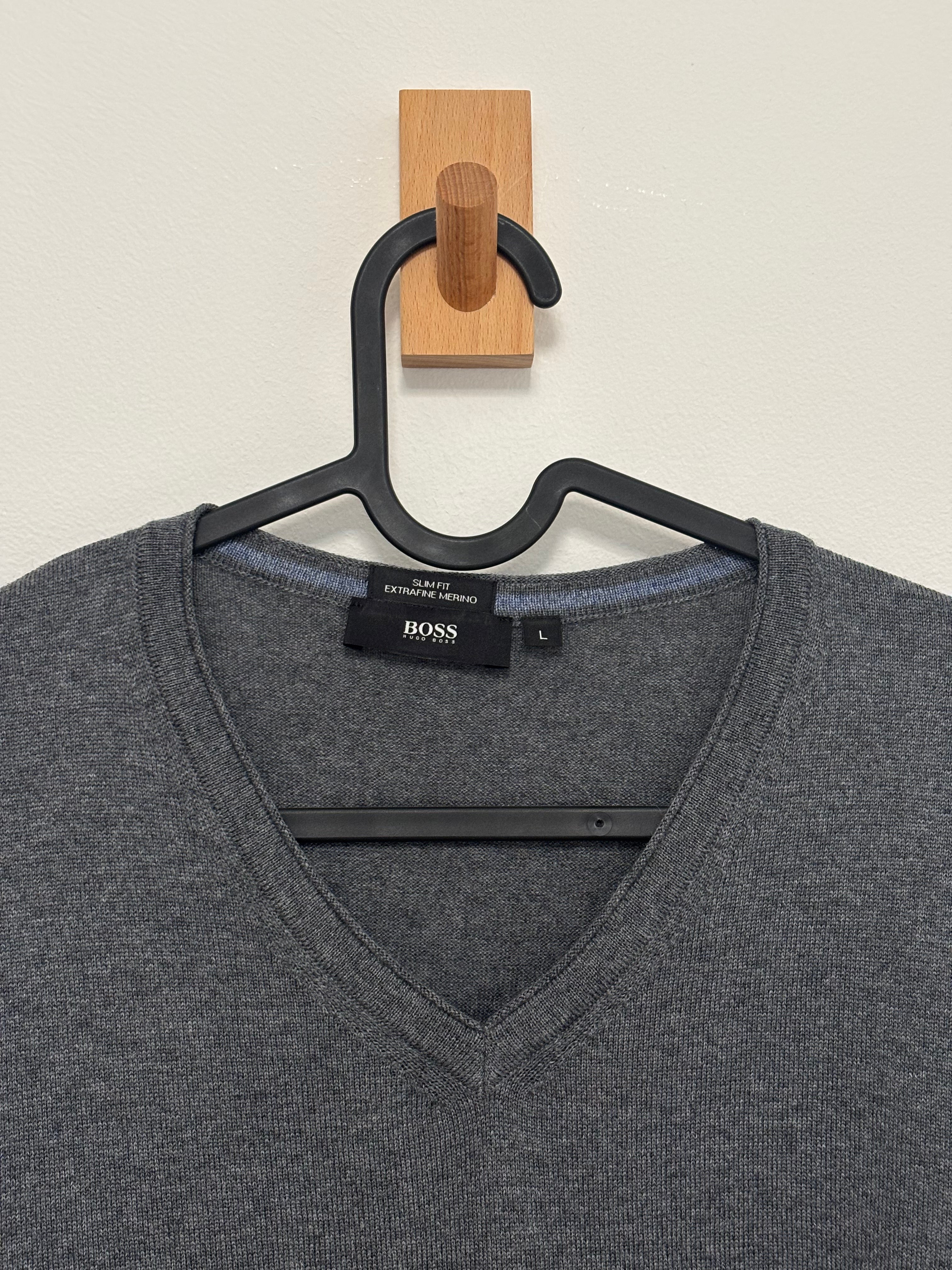 MENSWEAR - BOSS merino wool grey jumper - L