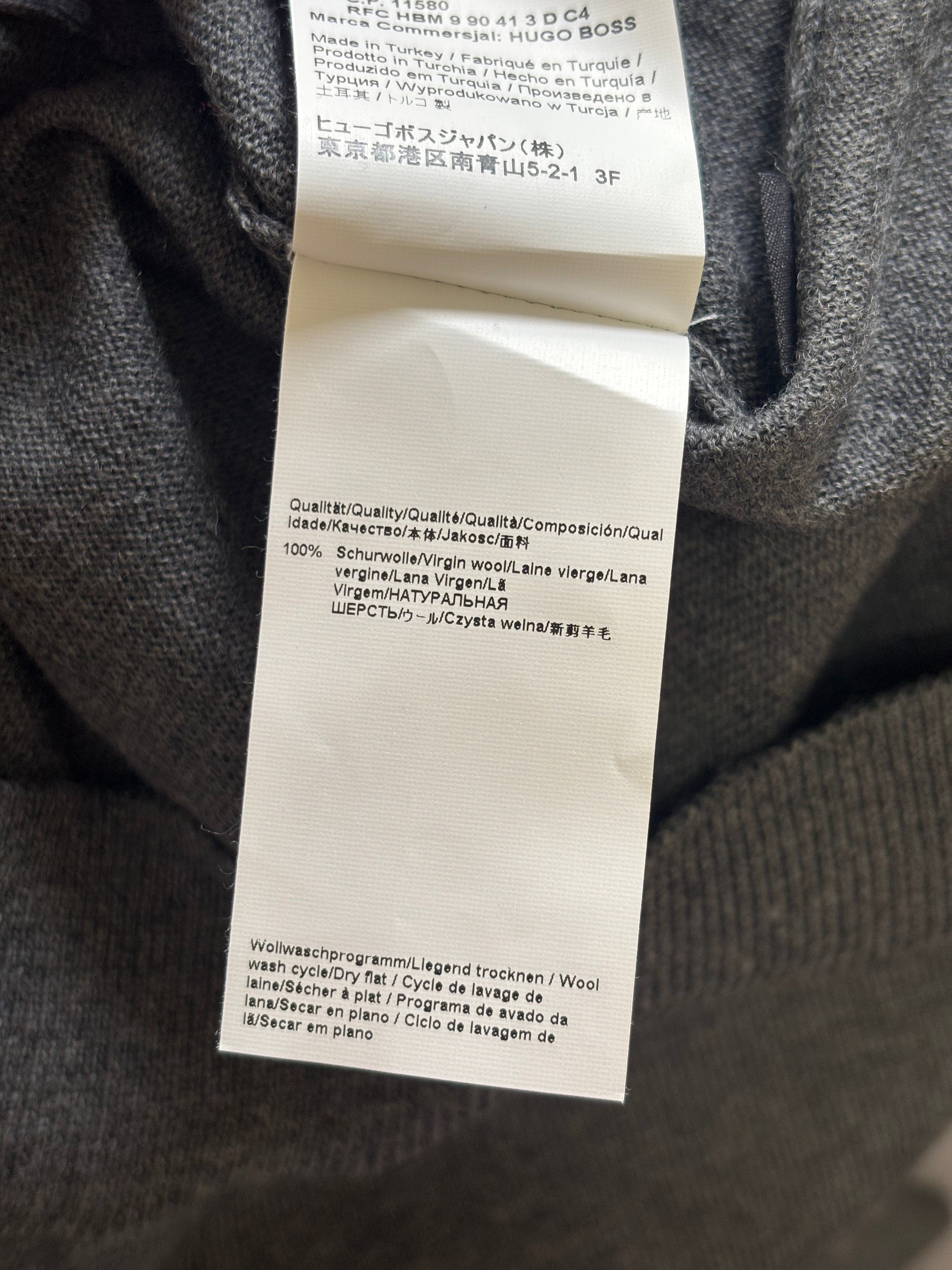 MENSWEAR - BOSS merino wool grey jumper - L