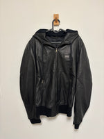 Load image into Gallery viewer, Menswear - Dolce &amp; Gabbana Black Leather Hooded Bomber - M
