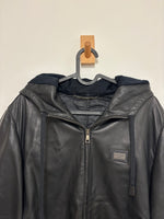 Load image into Gallery viewer, Menswear - Dolce &amp; Gabbana Black Leather Hooded Bomber - M
