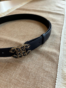 Chanel navy leather belt - 85cm