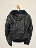 Load image into Gallery viewer, Menswear - Dolce &amp; Gabbana Black Leather Hooded Bomber - M
