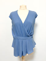 Load image into Gallery viewer, BCBGMAXAZRIA wrap blue top - M
