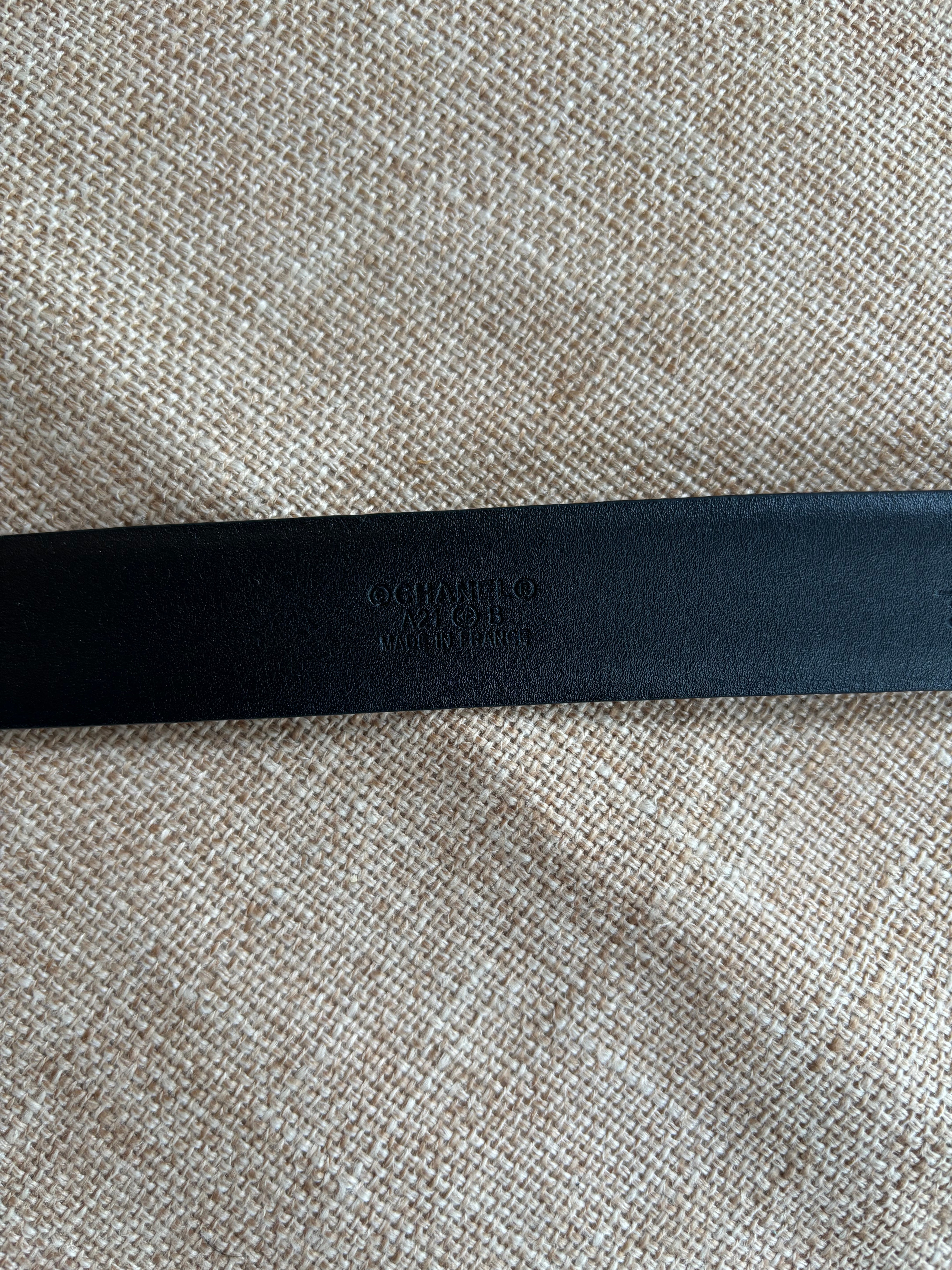 Chanel black leather belt