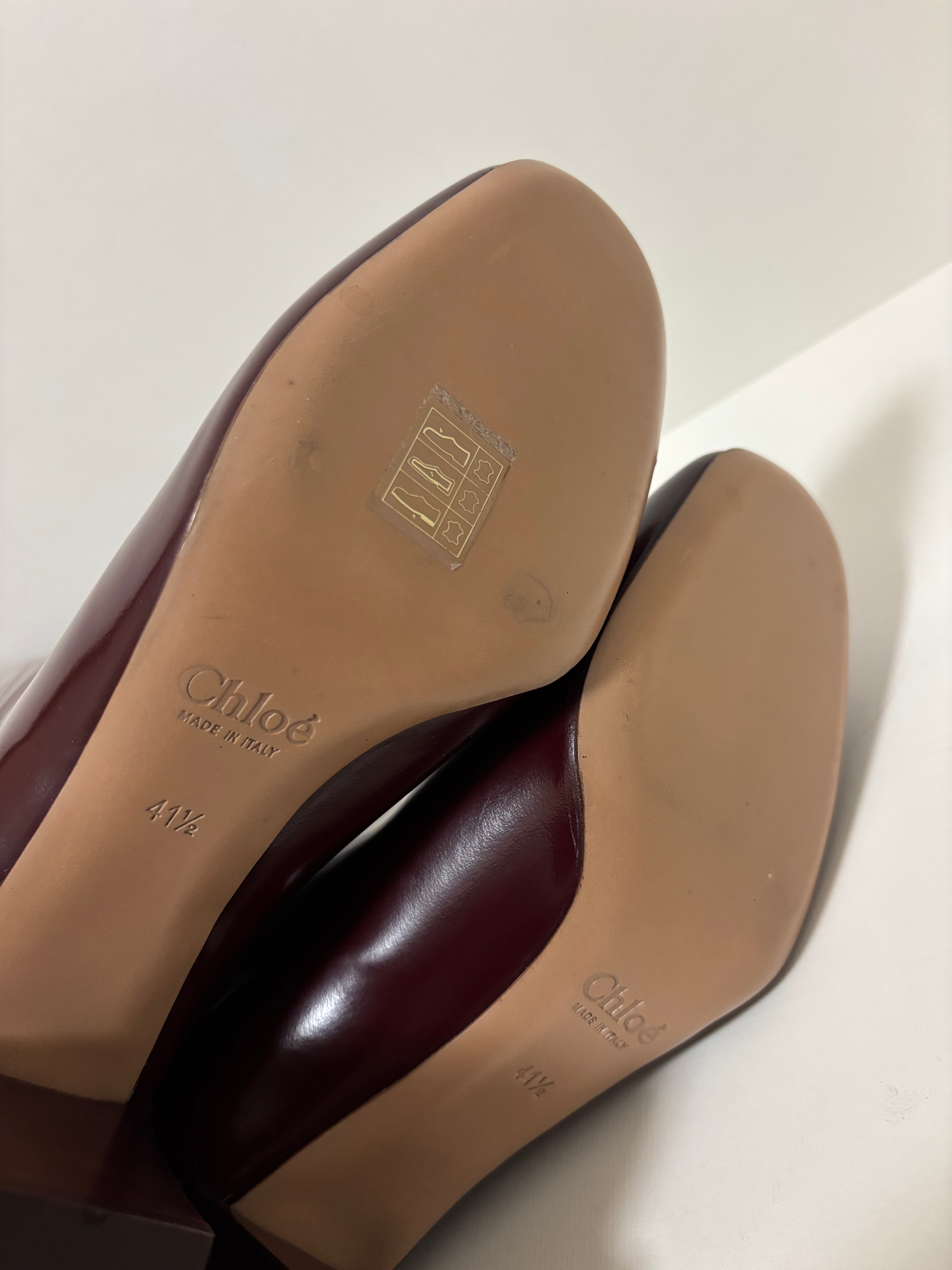 Chloé Burgundy Over-the-Knee Boots - 8.5 UK