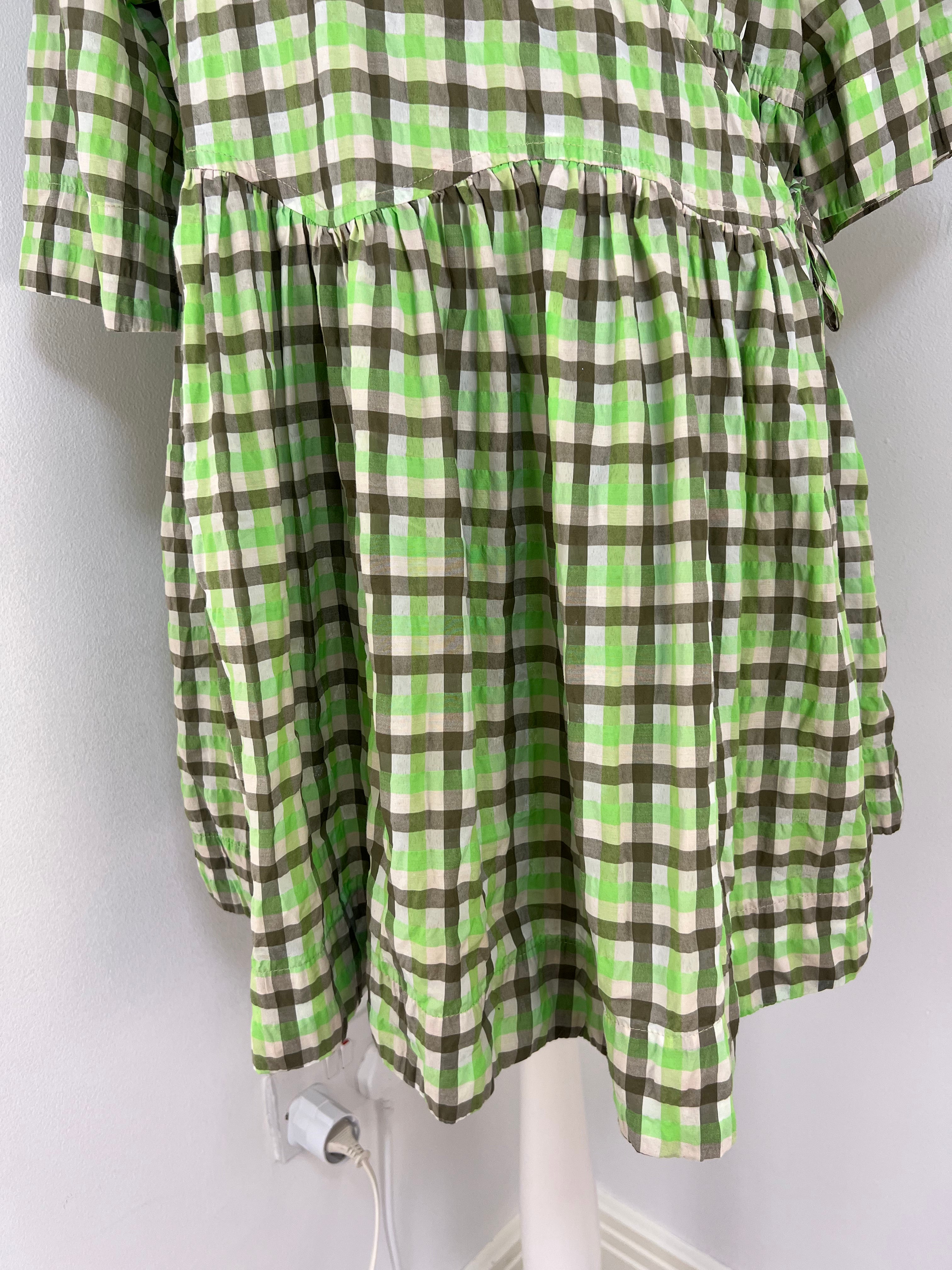 Ganni green check wrap mini dress - S/M