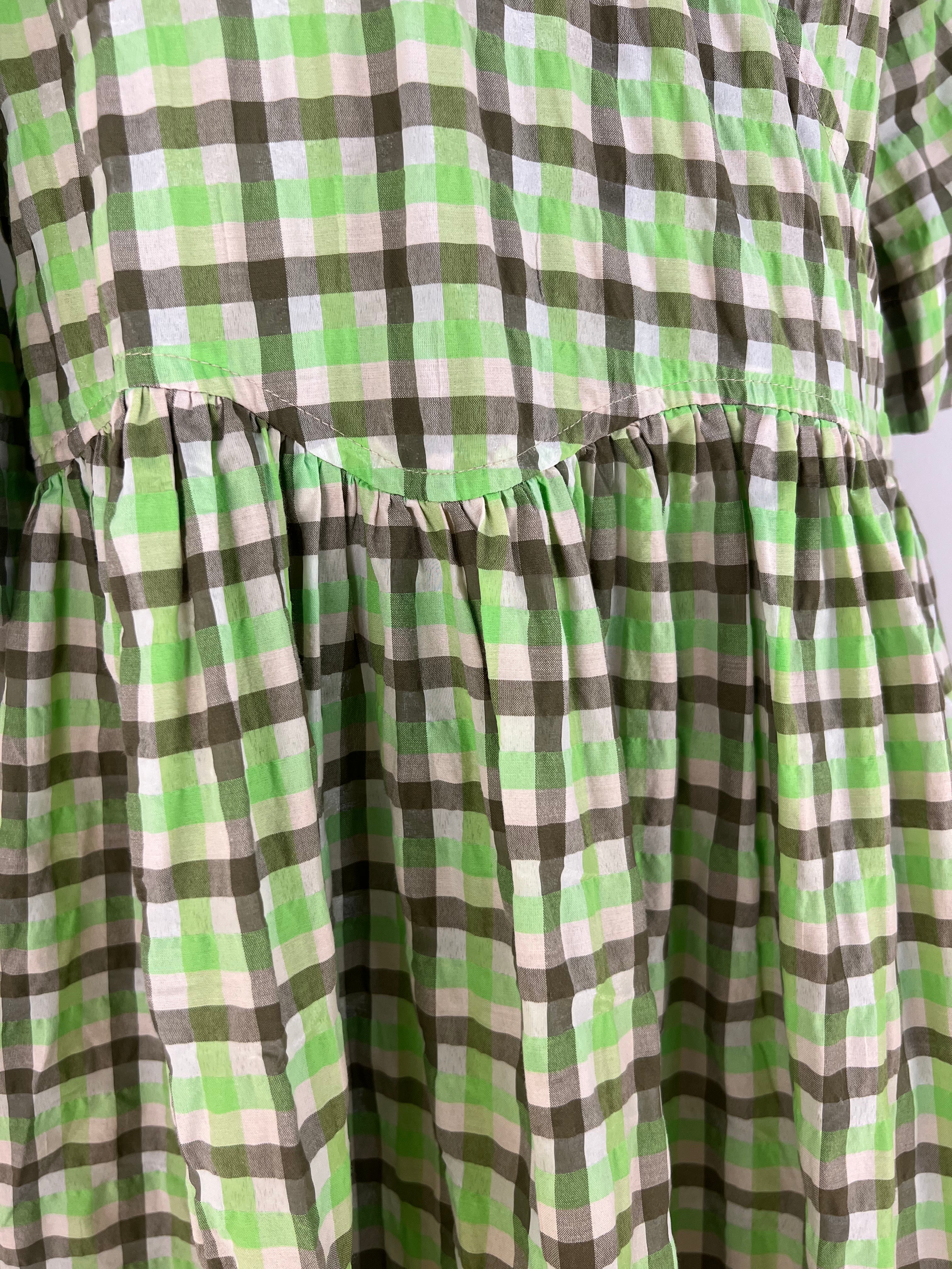 Ganni green check wrap mini dress - S/M