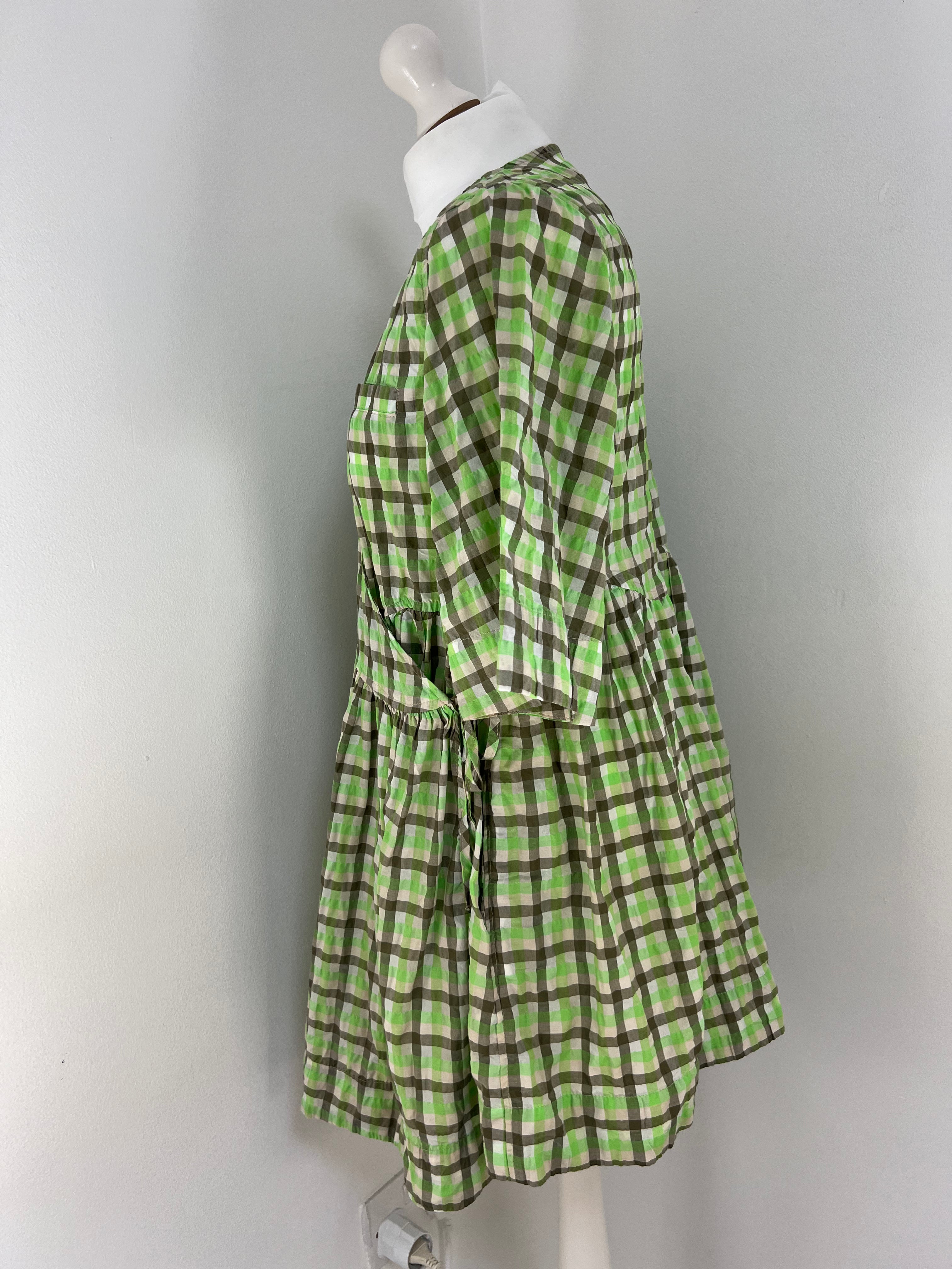 Ganni green check wrap mini dress - S/M