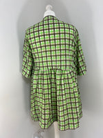 Load image into Gallery viewer, Ganni green check wrap mini dress - S/M
