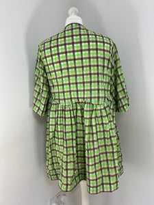 Ganni green check wrap mini dress - S/M