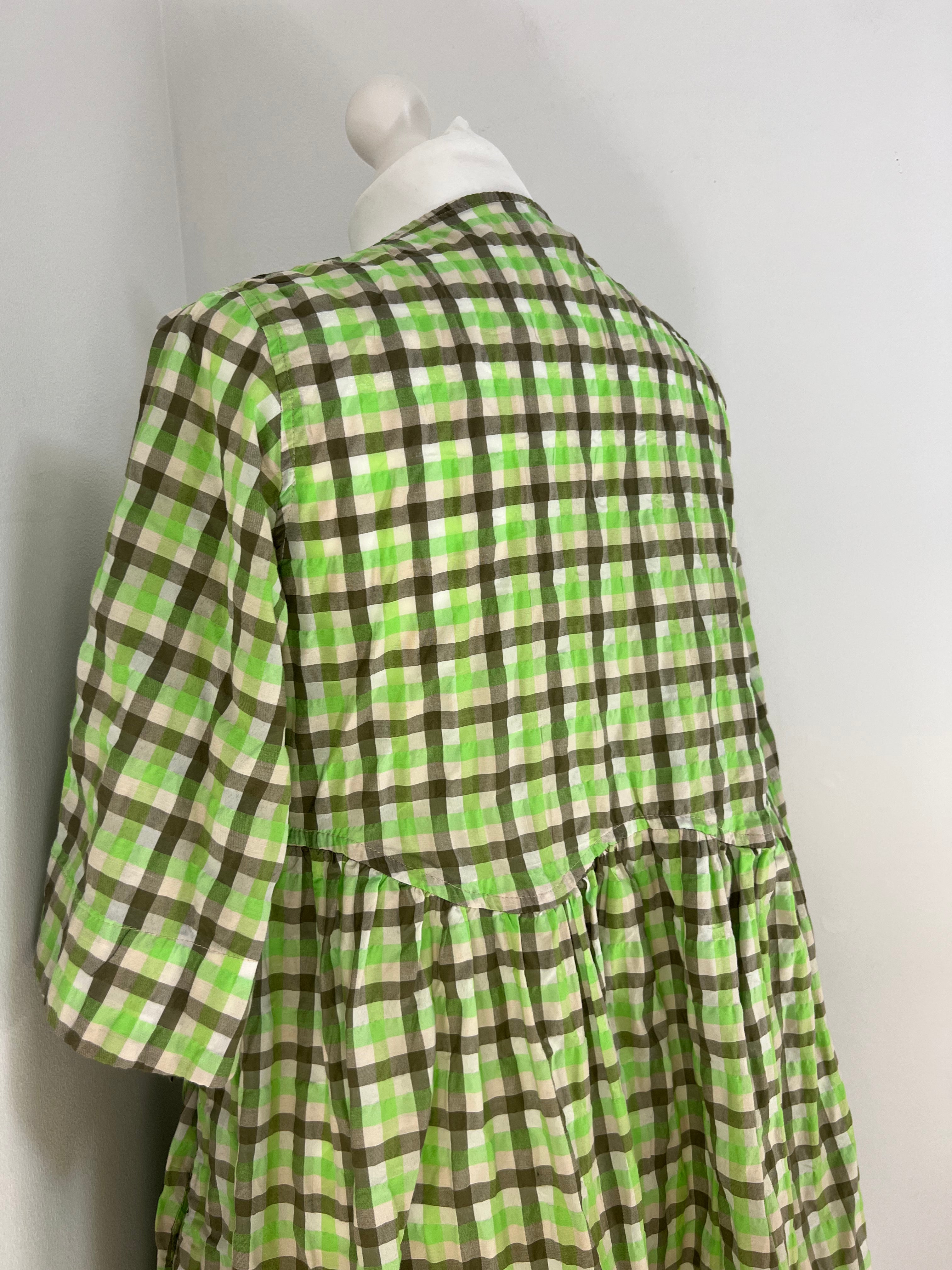 Ganni green check wrap mini dress - S/M