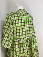 Load image into Gallery viewer, Ganni green check wrap mini dress - S/M
