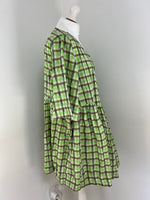 Load image into Gallery viewer, Ganni green check wrap mini dress - S/M
