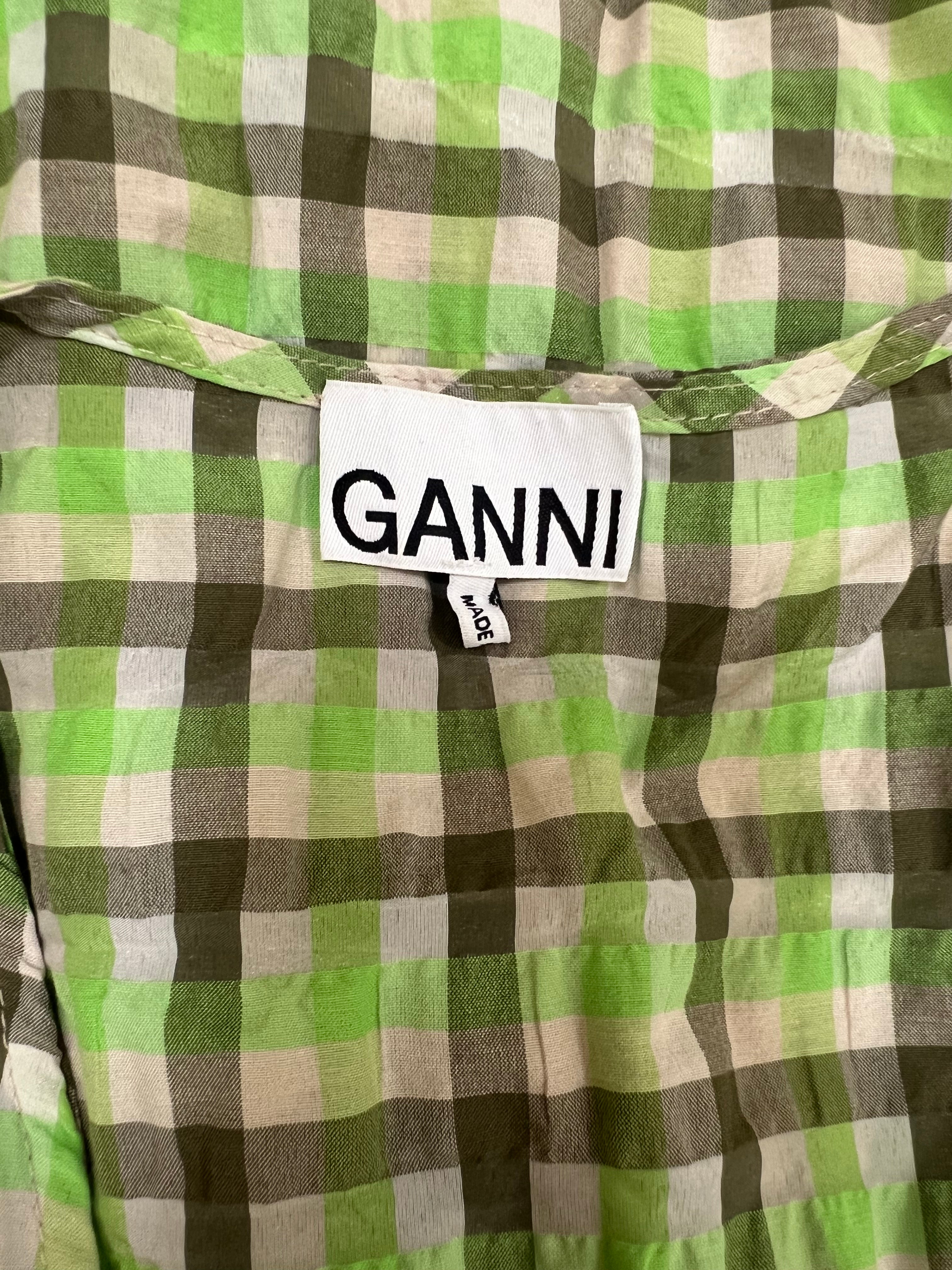 Ganni green check wrap mini dress - S/M