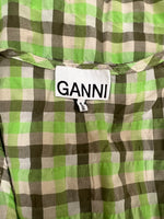 Load image into Gallery viewer, Ganni green check wrap mini dress - S/M
