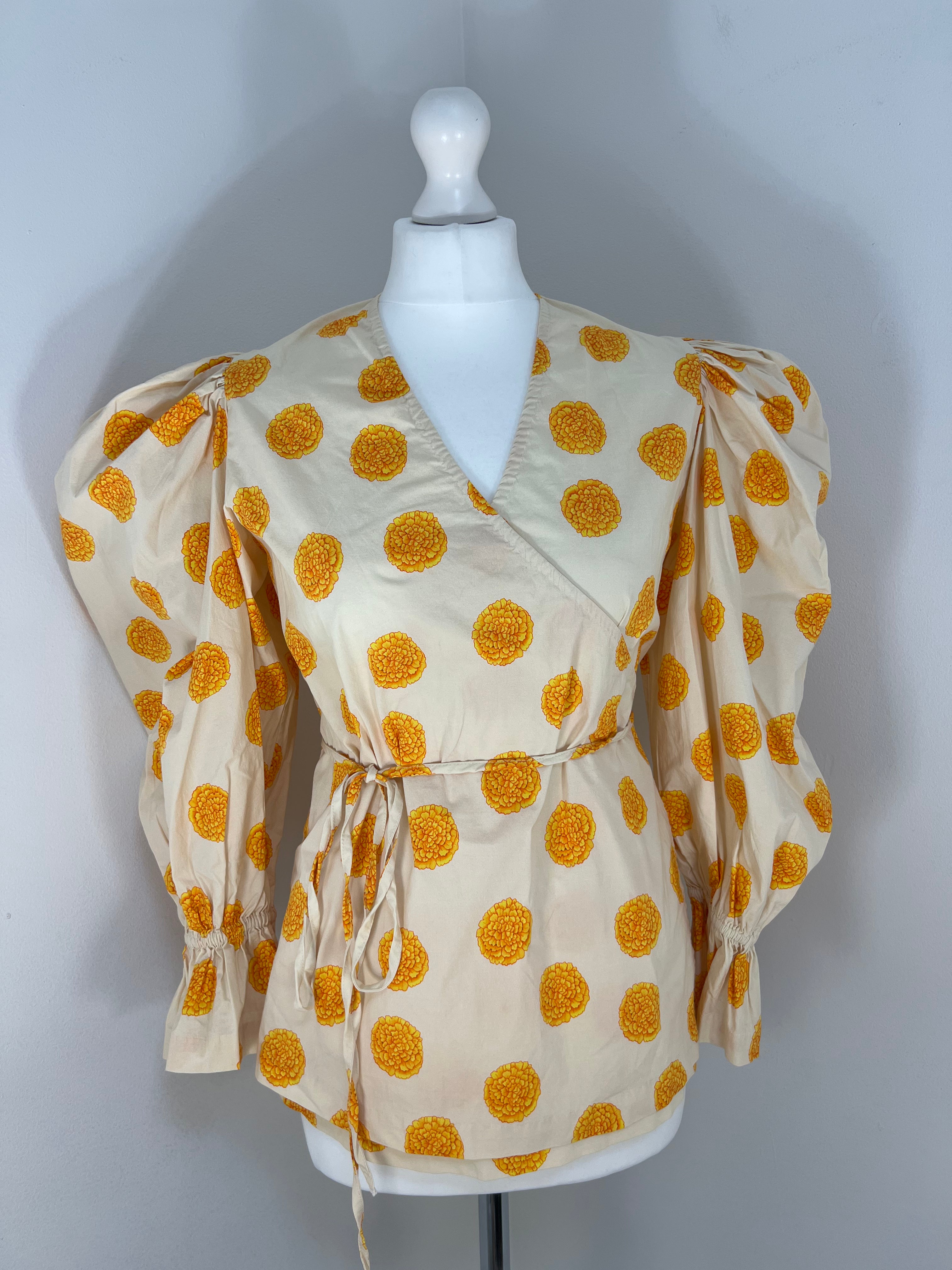 Rhode Resort yellow wrap top - M