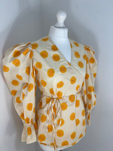 Rhode Resort yellow wrap top - M