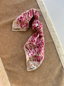 Chanel pink silk scarf