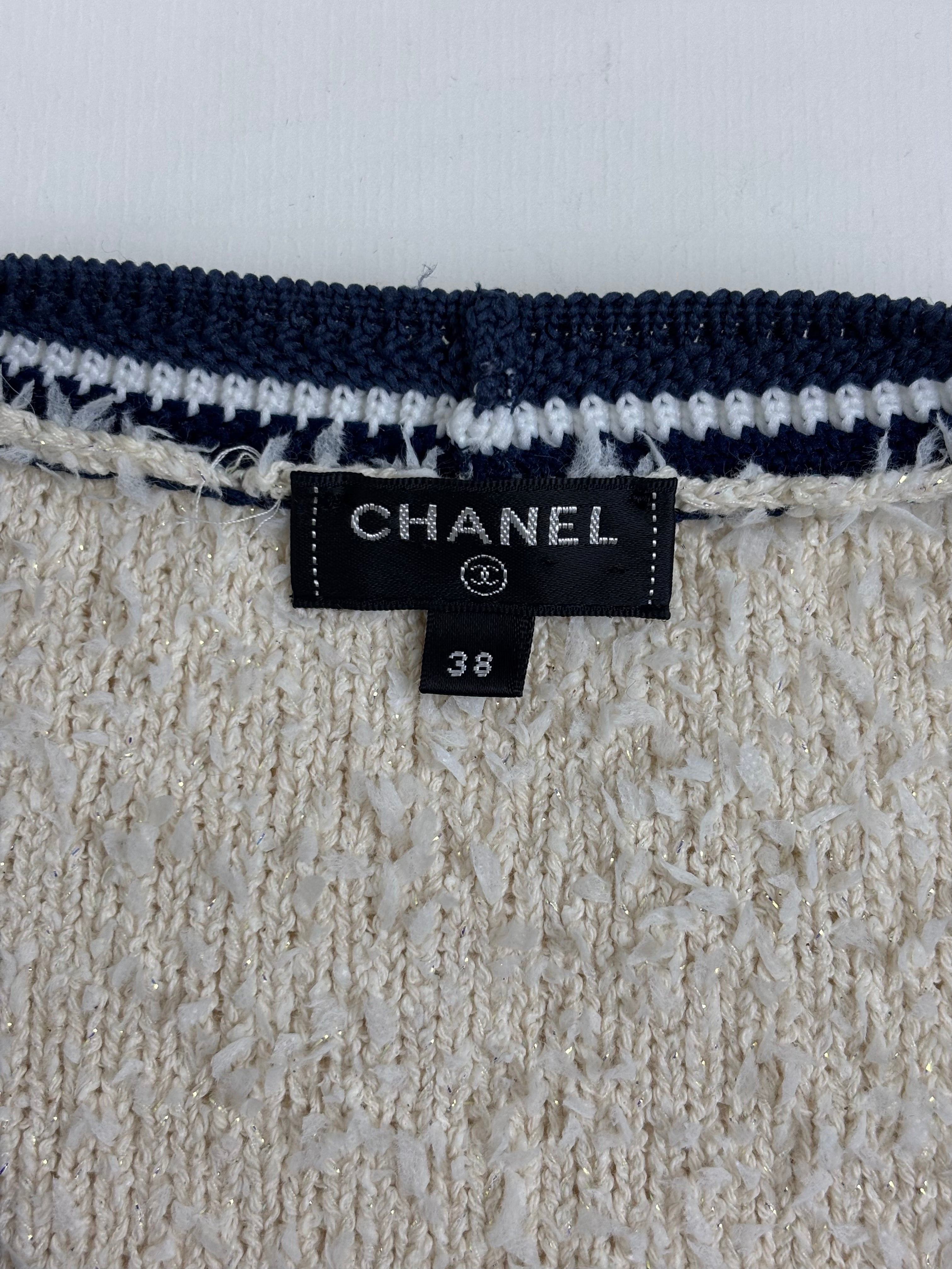 Chanel cream and navy cardigan - 10 UK