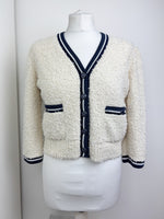 Load image into Gallery viewer, Chanel cream and navy cardigan - 10 UK
