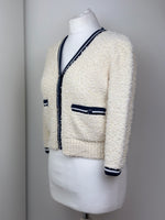Load image into Gallery viewer, Chanel cream and navy cardigan - 10 UK
