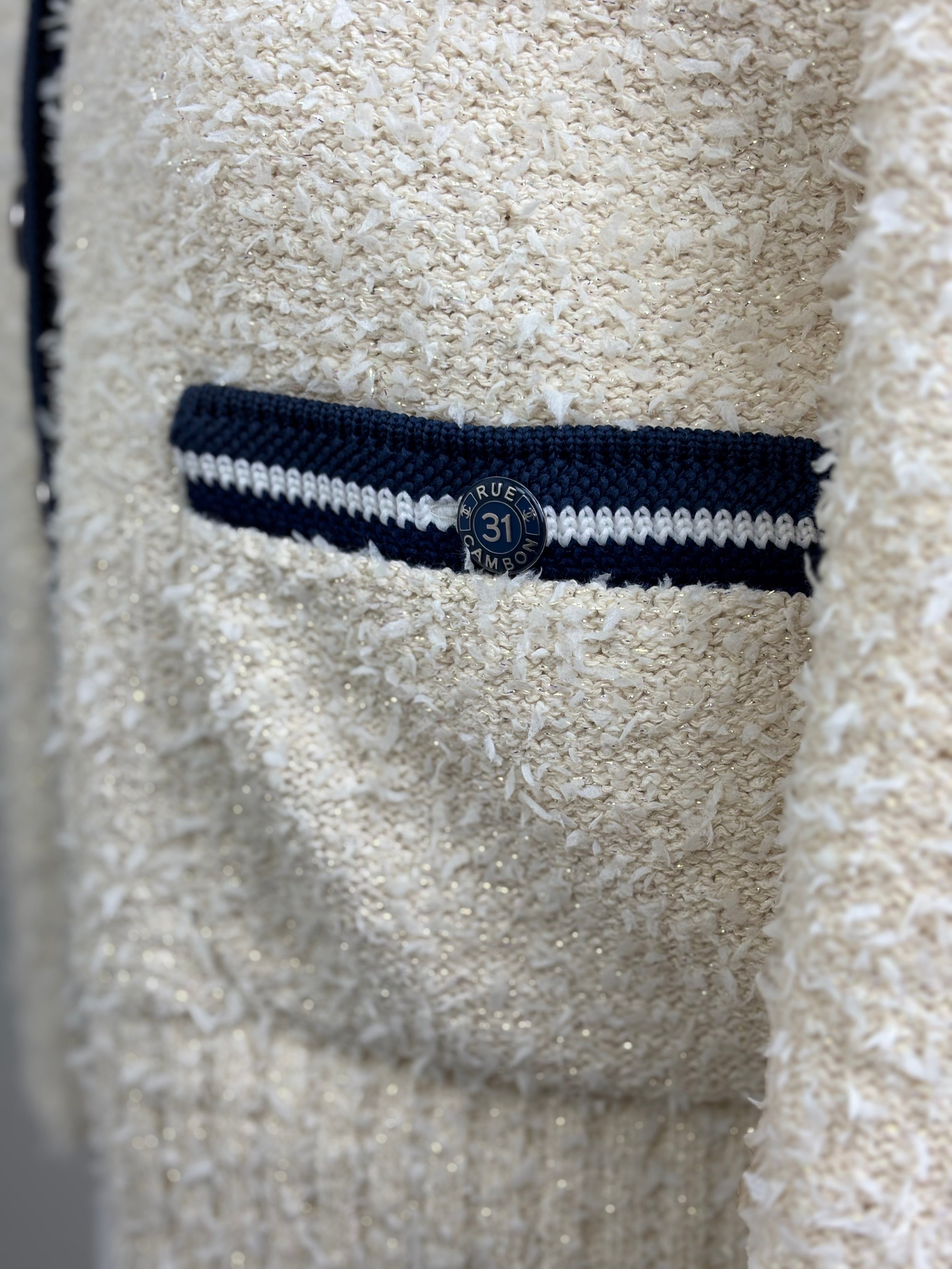 Chanel cream and navy cardigan - 10 UK