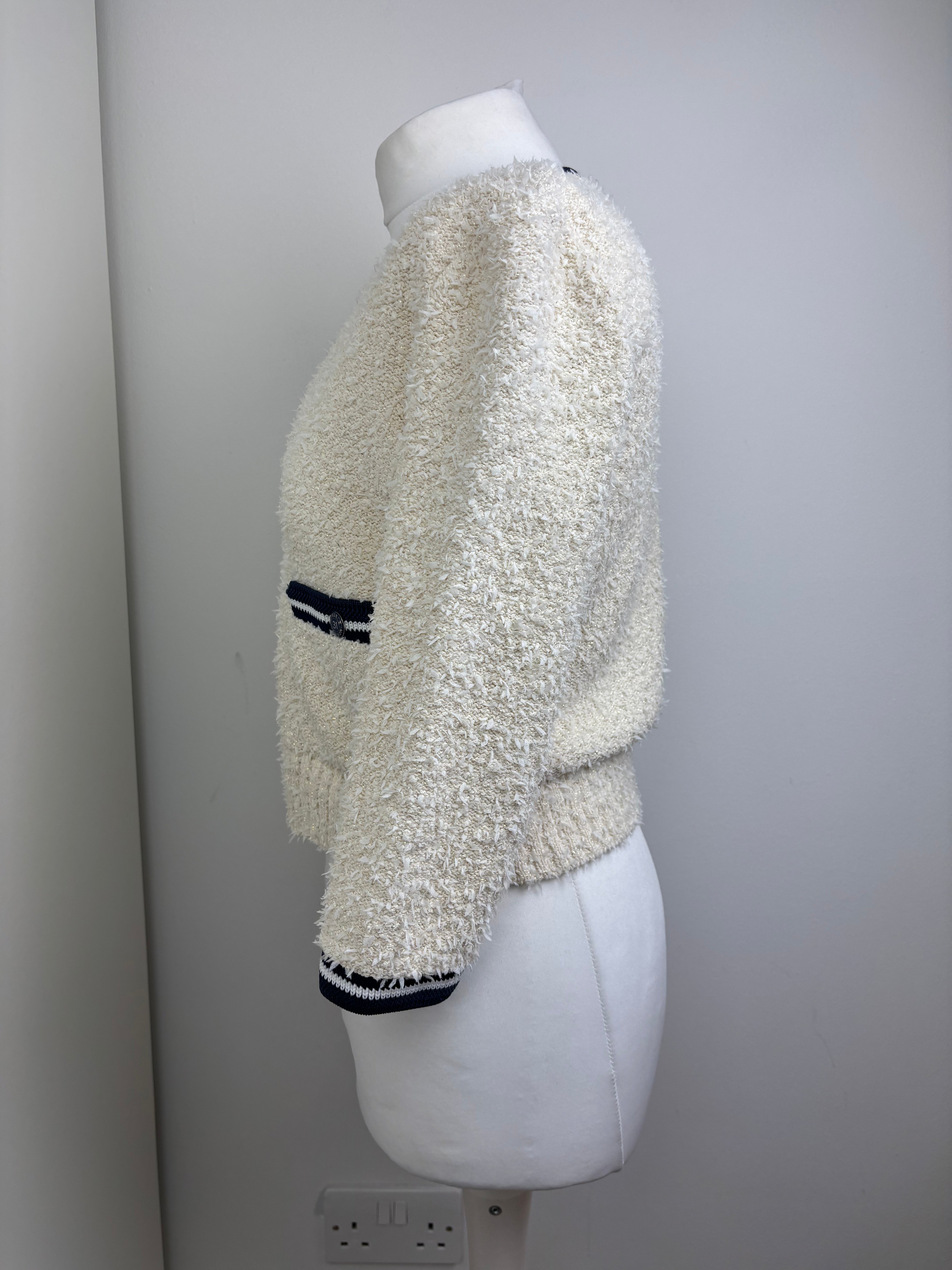 Chanel cream and navy cardigan - 10 UK