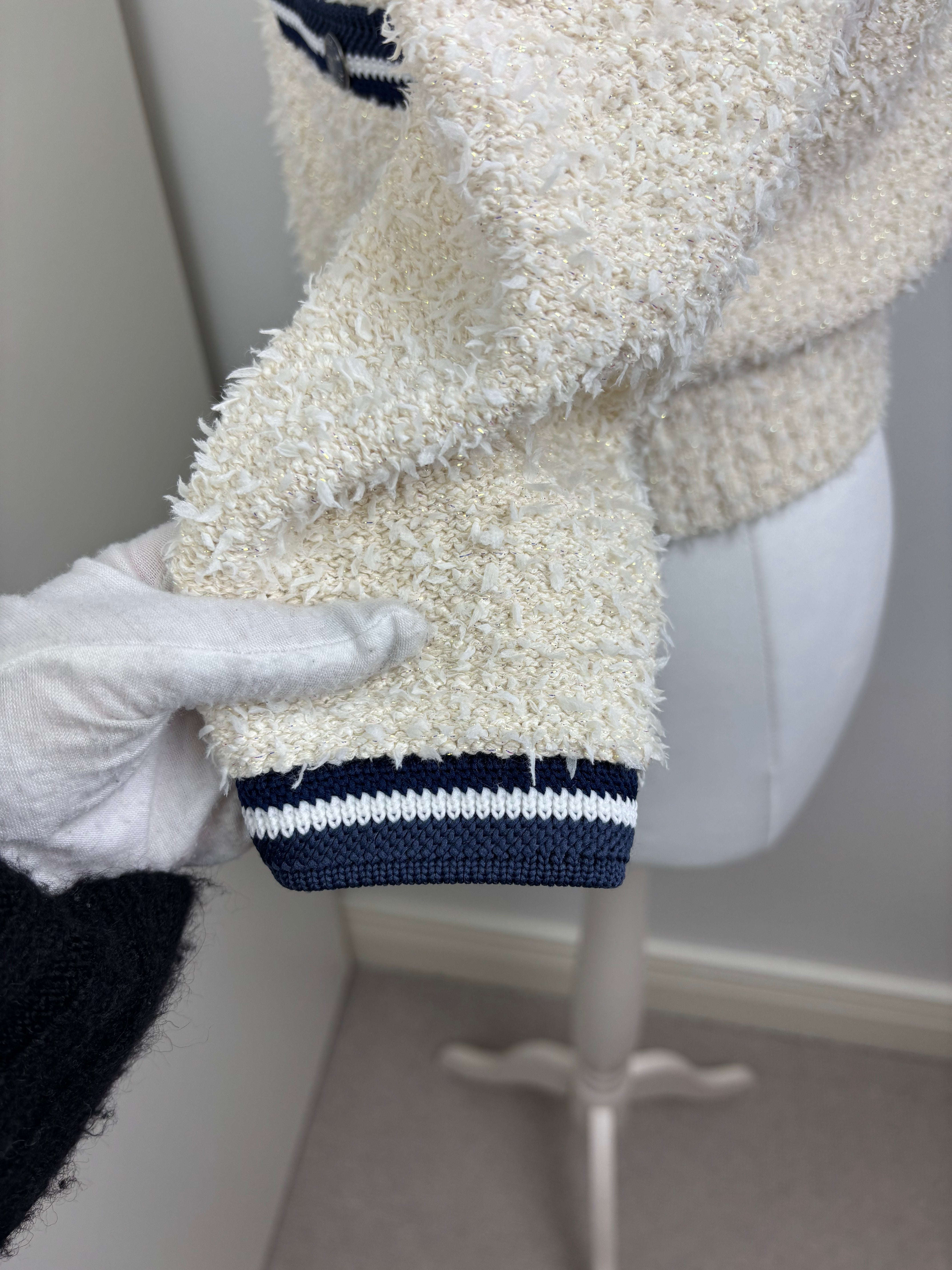 Chanel cream and navy cardigan - 10 UK