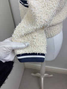 Chanel cream and navy cardigan - 10 UK