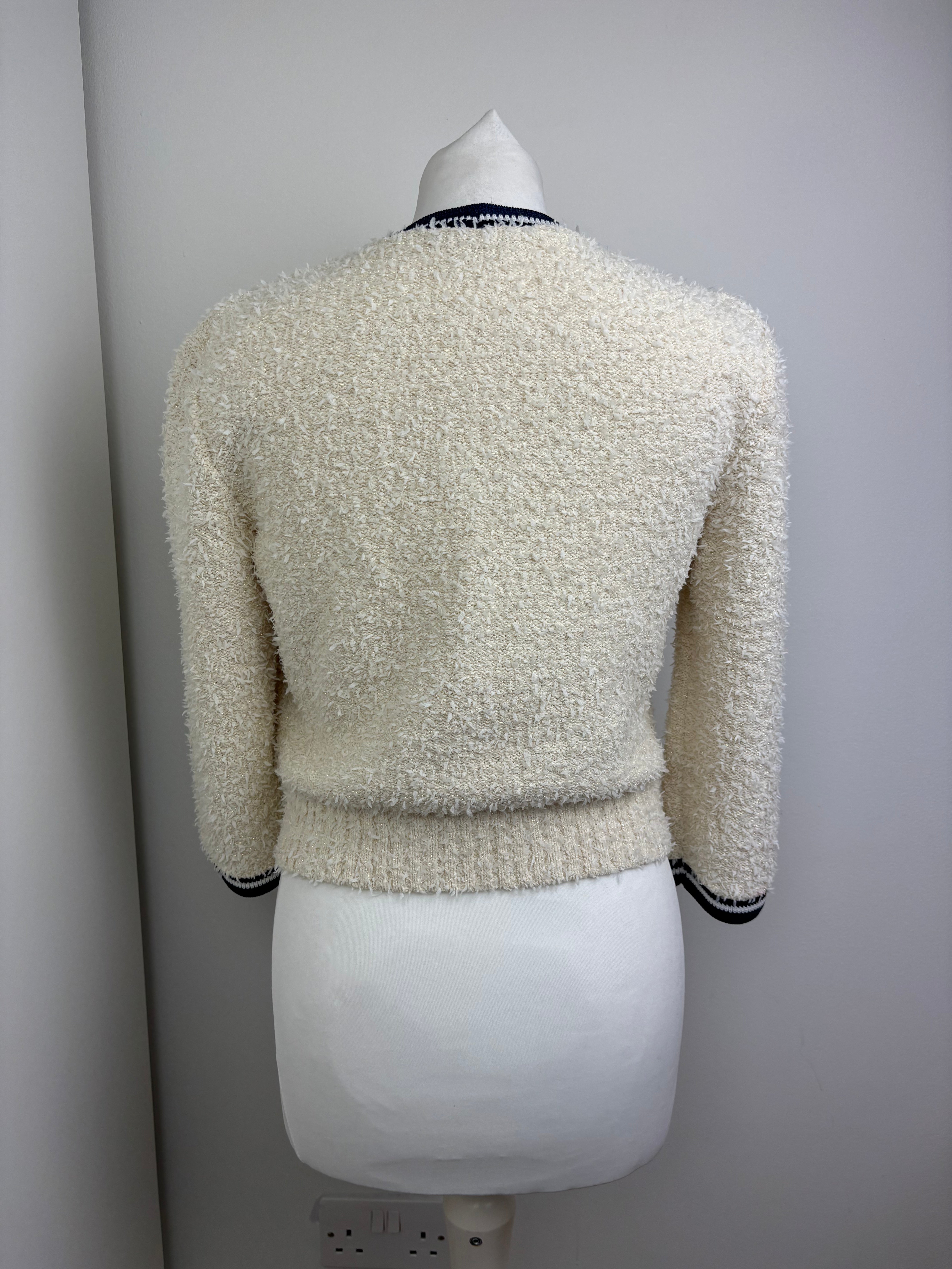 Chanel cream and navy cardigan - 10 UK